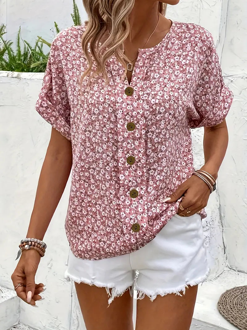 Charis | Blumenbluse mit Knöpfen