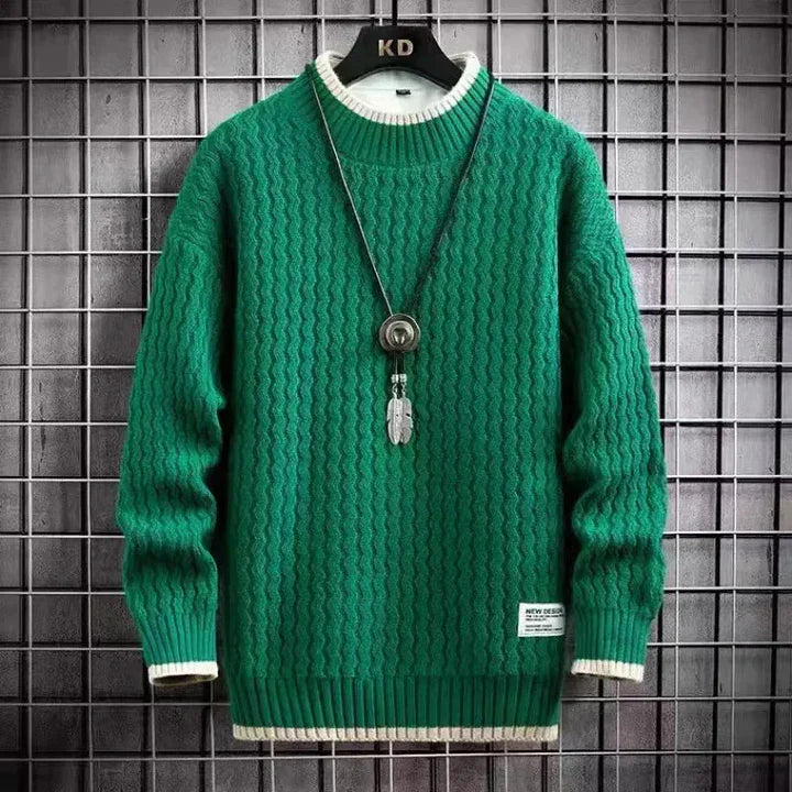 Levi | Pullover mit farbigen Blöcken und Zopfmuster