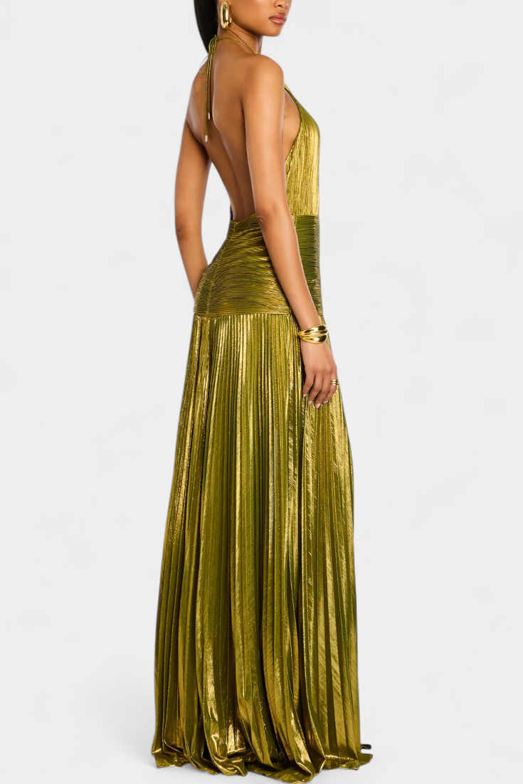 Lorette | Metallische Kleid mit Offenen Rücken