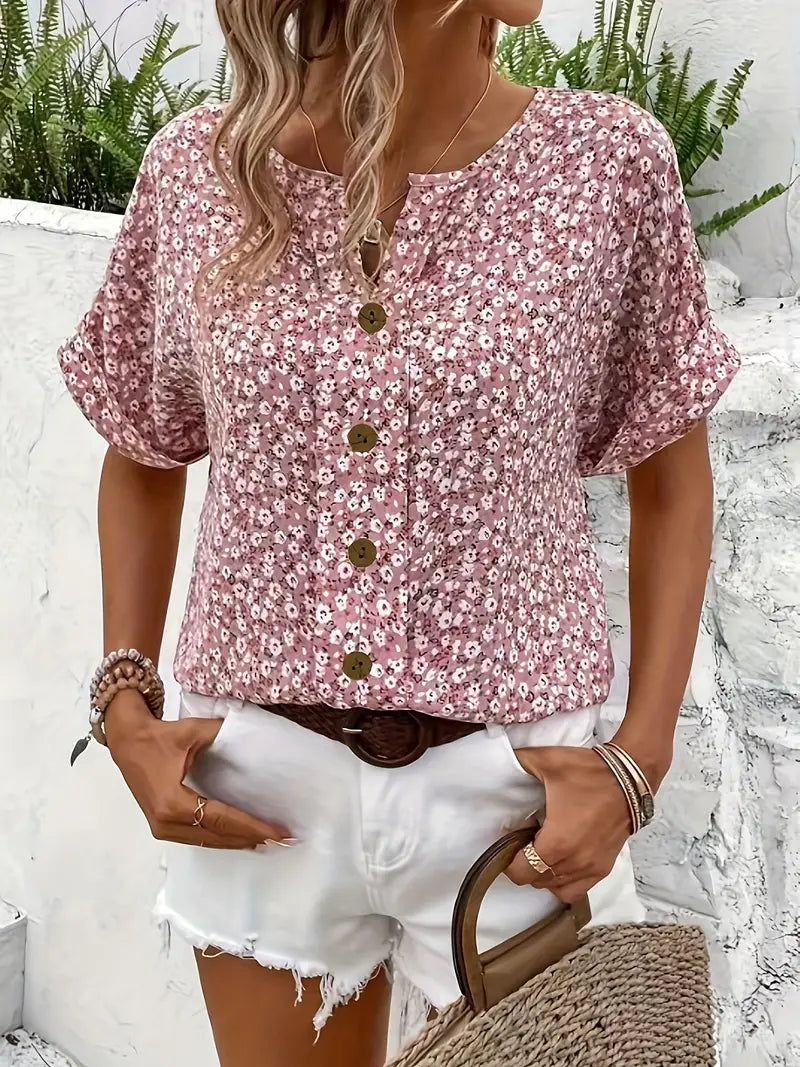 Charis | Blumenbluse mit Knöpfen