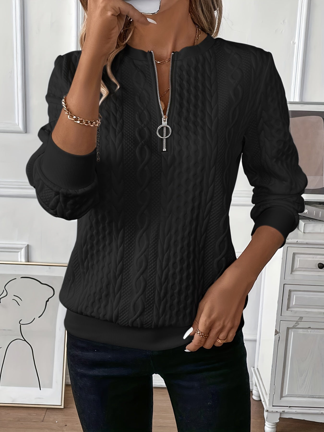 Julia | Eleganter Strickpullover mit Reißverschluss