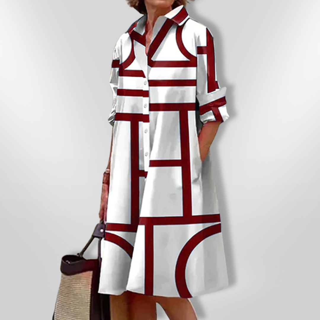 Helena | Midi-Kleid mit geometrischem Muster