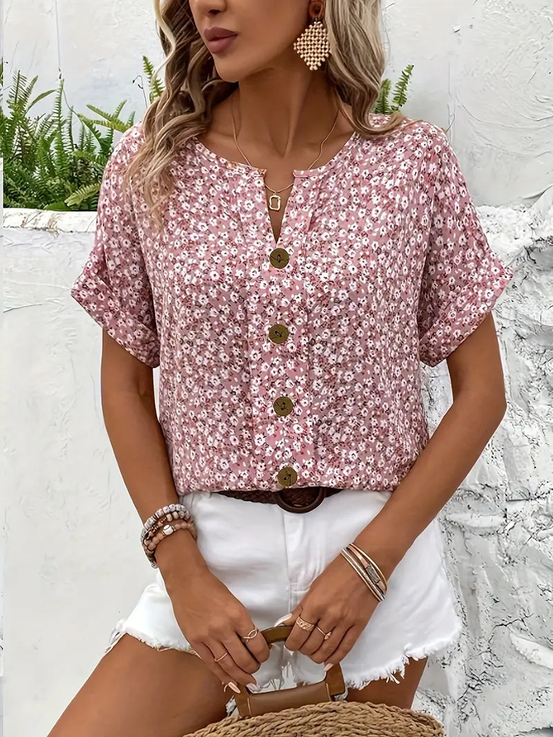 Charis | Blumenbluse mit Knöpfen