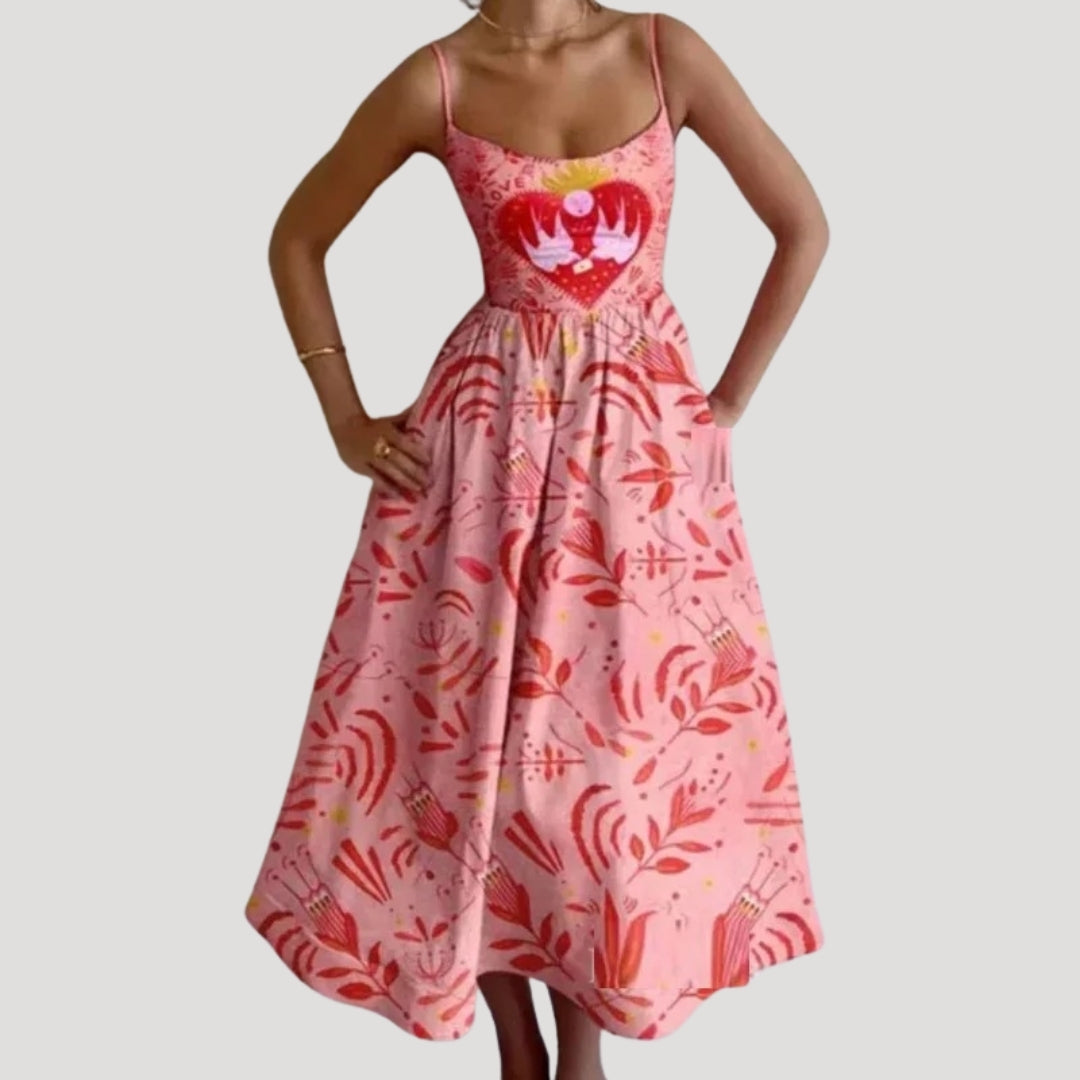 Ilana | Letnia Midi-Kleid – ärmelloses Druckkleid für den Urlaub