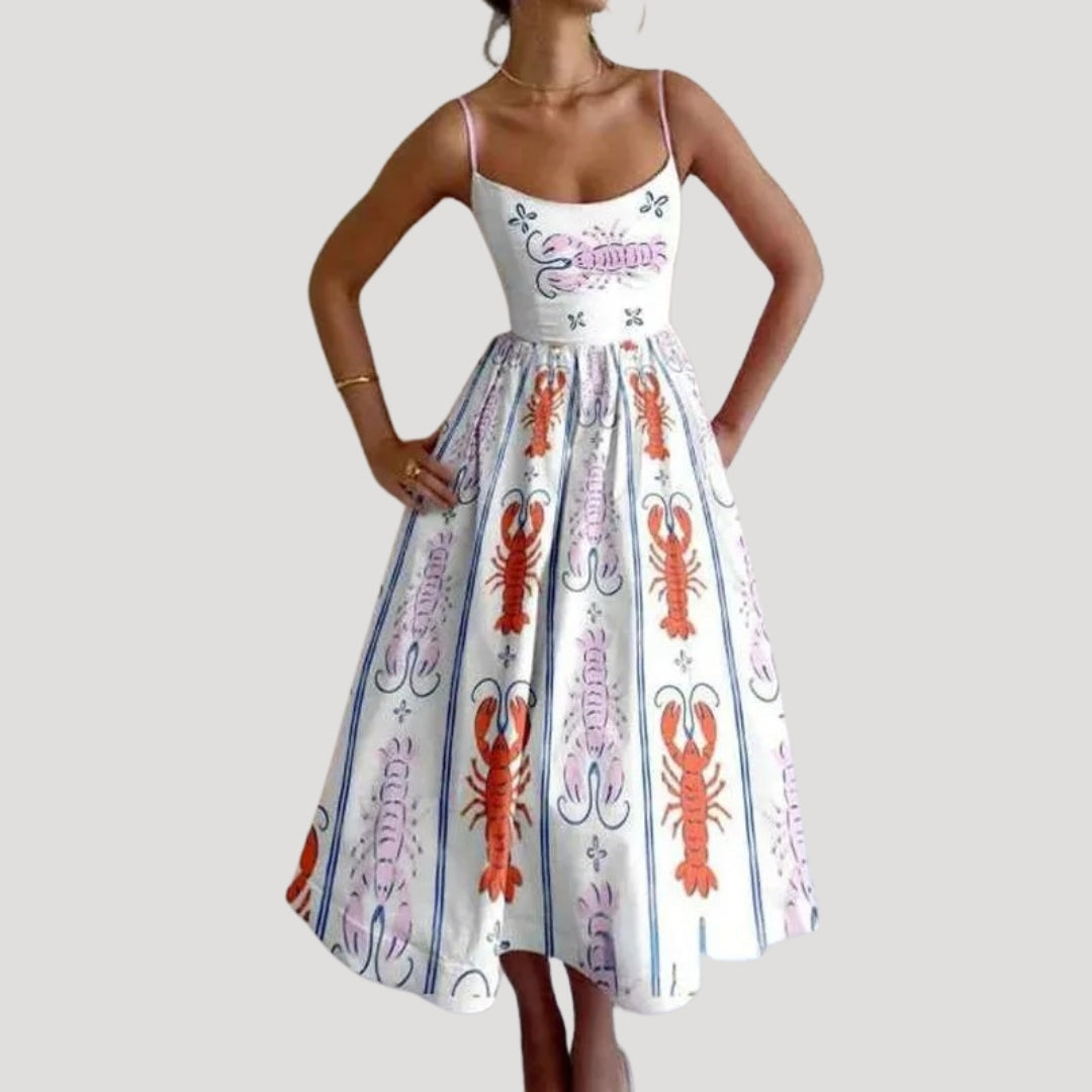 Ilana | Letnia Midi-Kleid – ärmelloses Druckkleid für den Urlaub