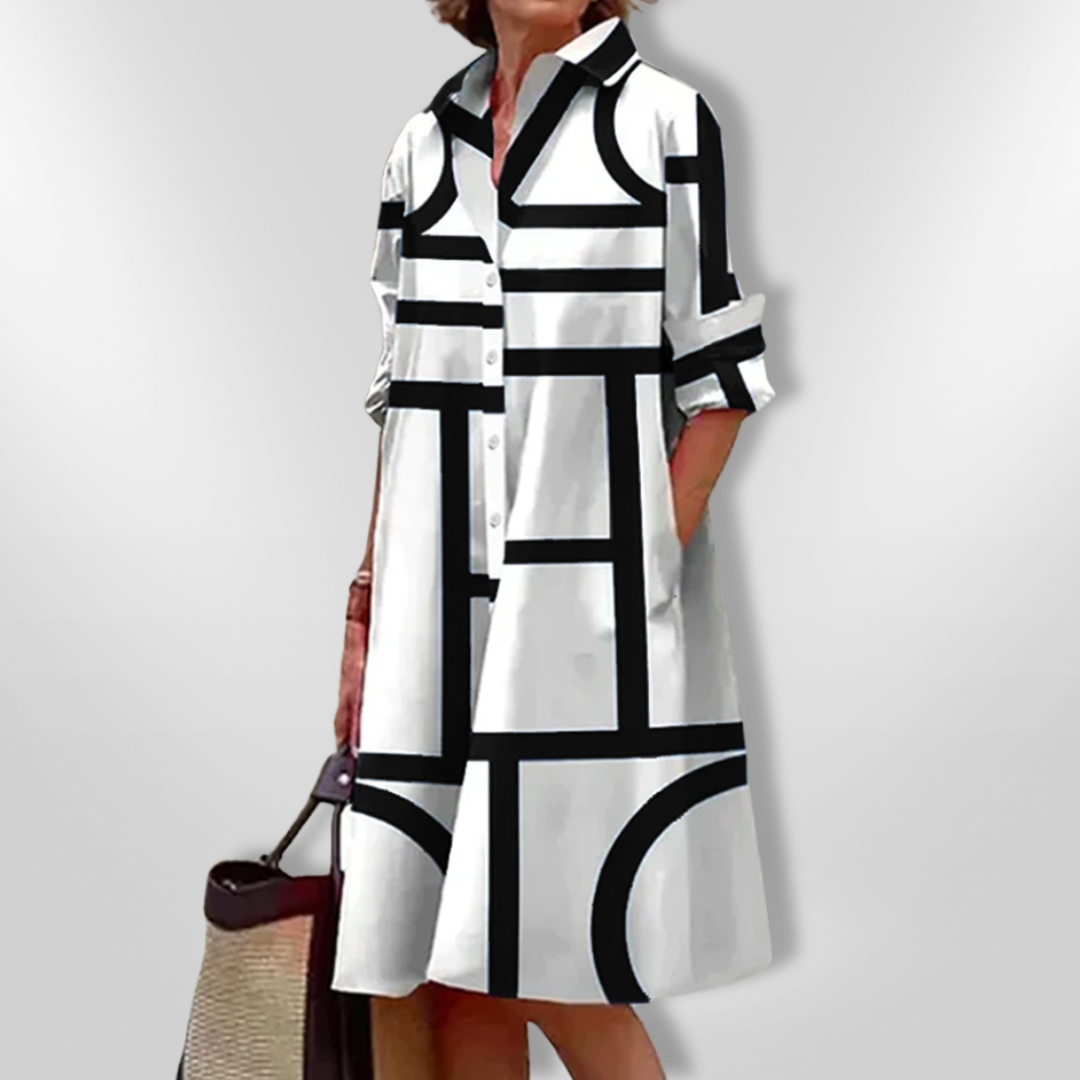 Helena | Midi-Kleid mit geometrischem Muster