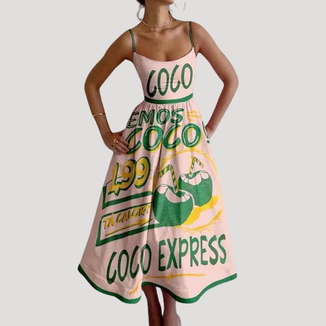 Ilana | Letnia Midi-Kleid – ärmelloses Druckkleid für den Urlaub