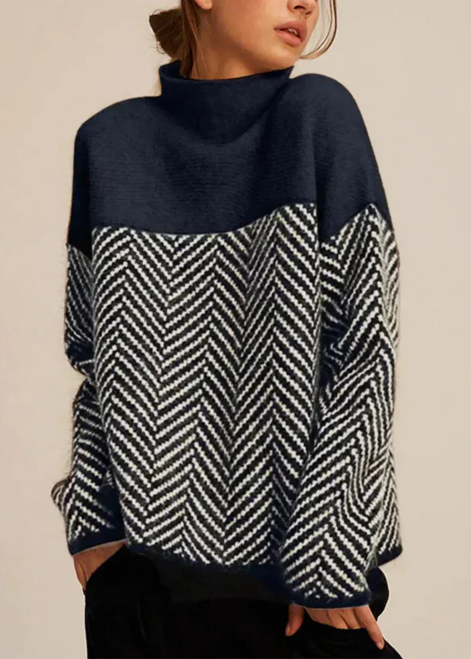 Celvanna – Klassischer Rollkragenpullover aus Baumwolle