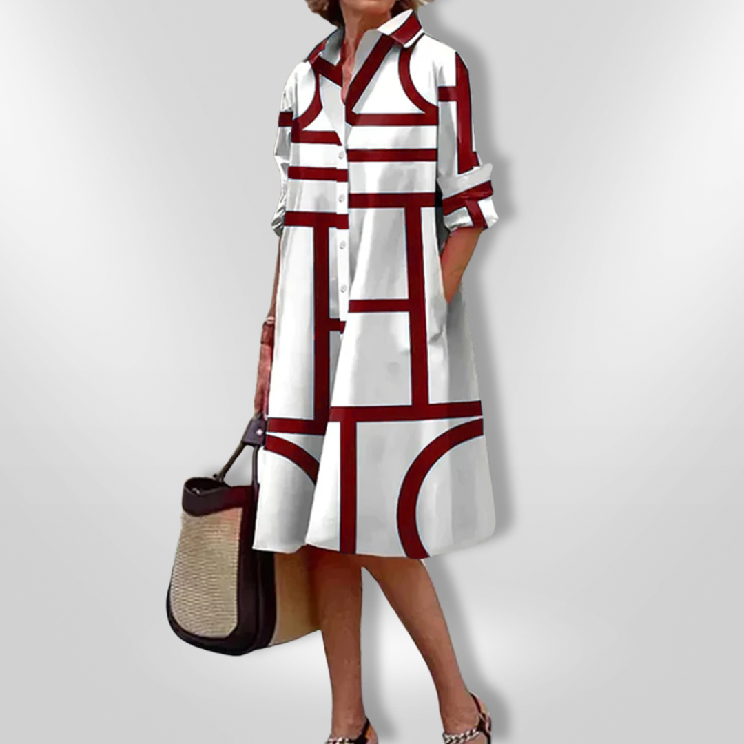 Helena | Midi-Kleid mit geometrischem Muster
