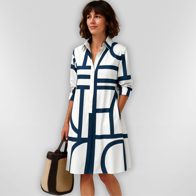 Helena | Midi-Kleid mit geometrischem Muster