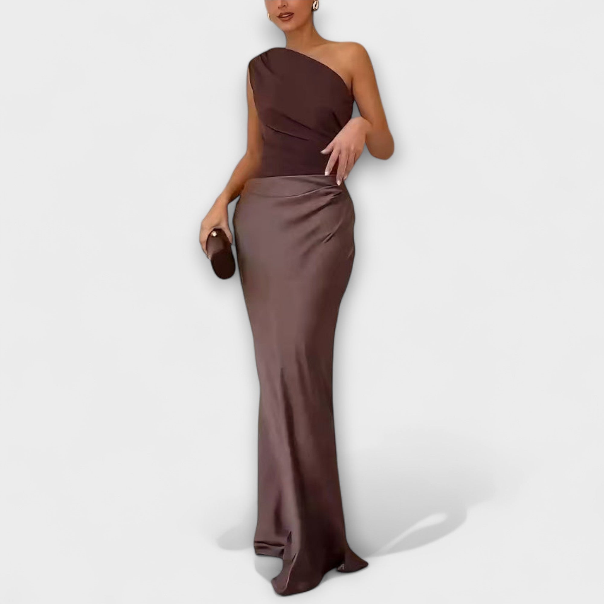 Emilia | Elegante Maxikleid mit einem Schulterträger und Falten