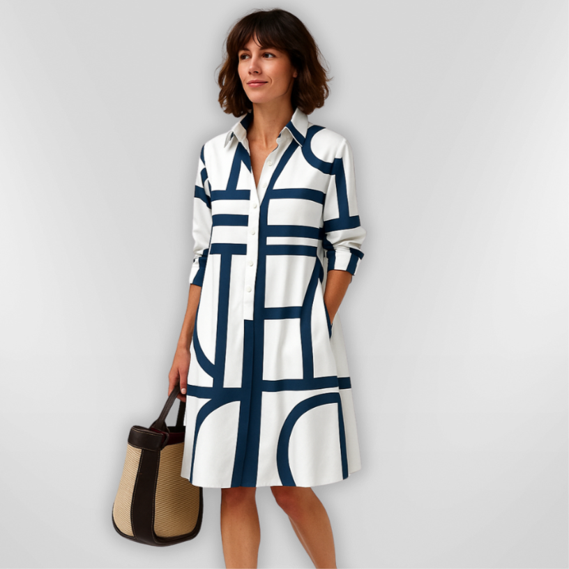Helena | Midi-Kleid mit geometrischem Muster