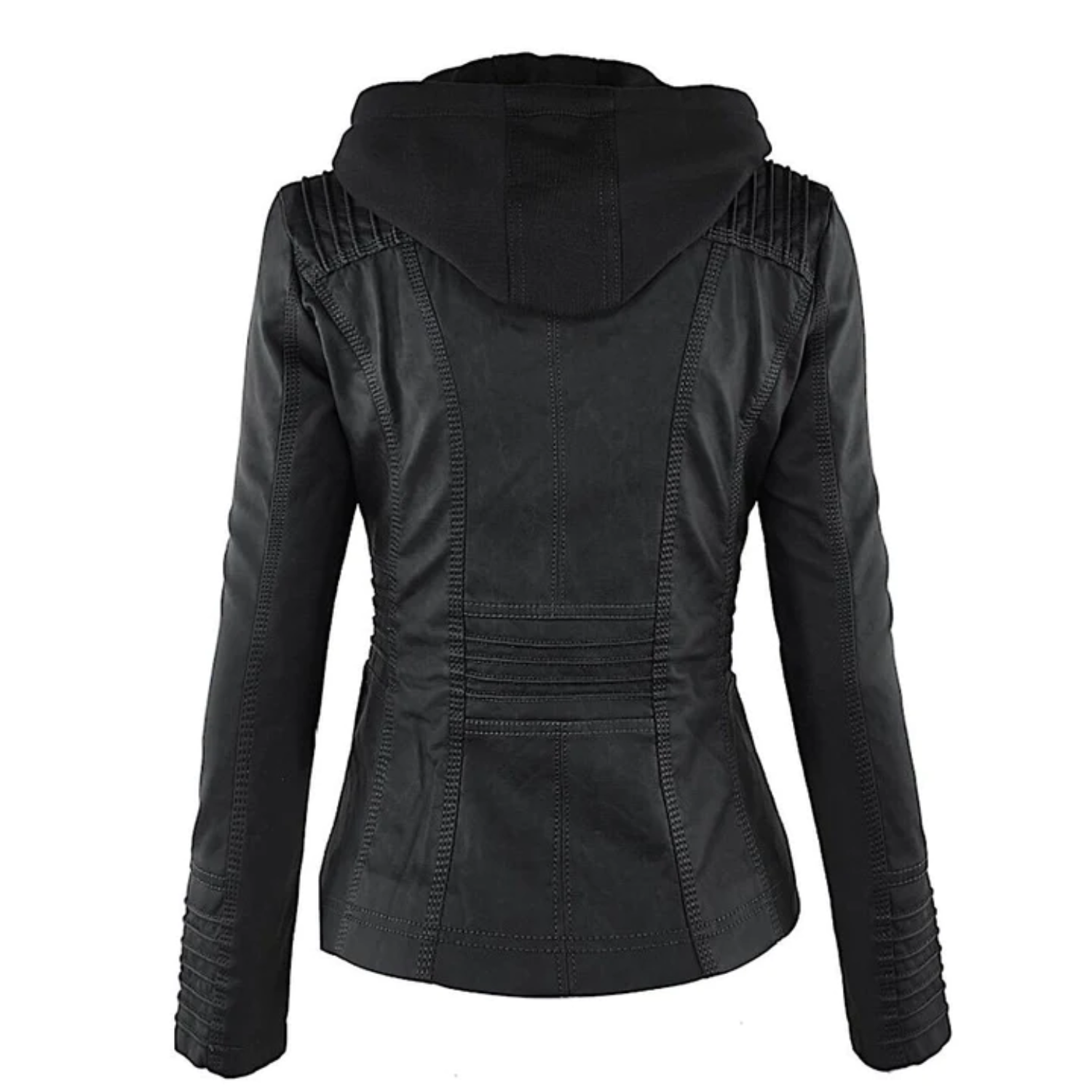 Emma | Lederjacke mit Kapuze