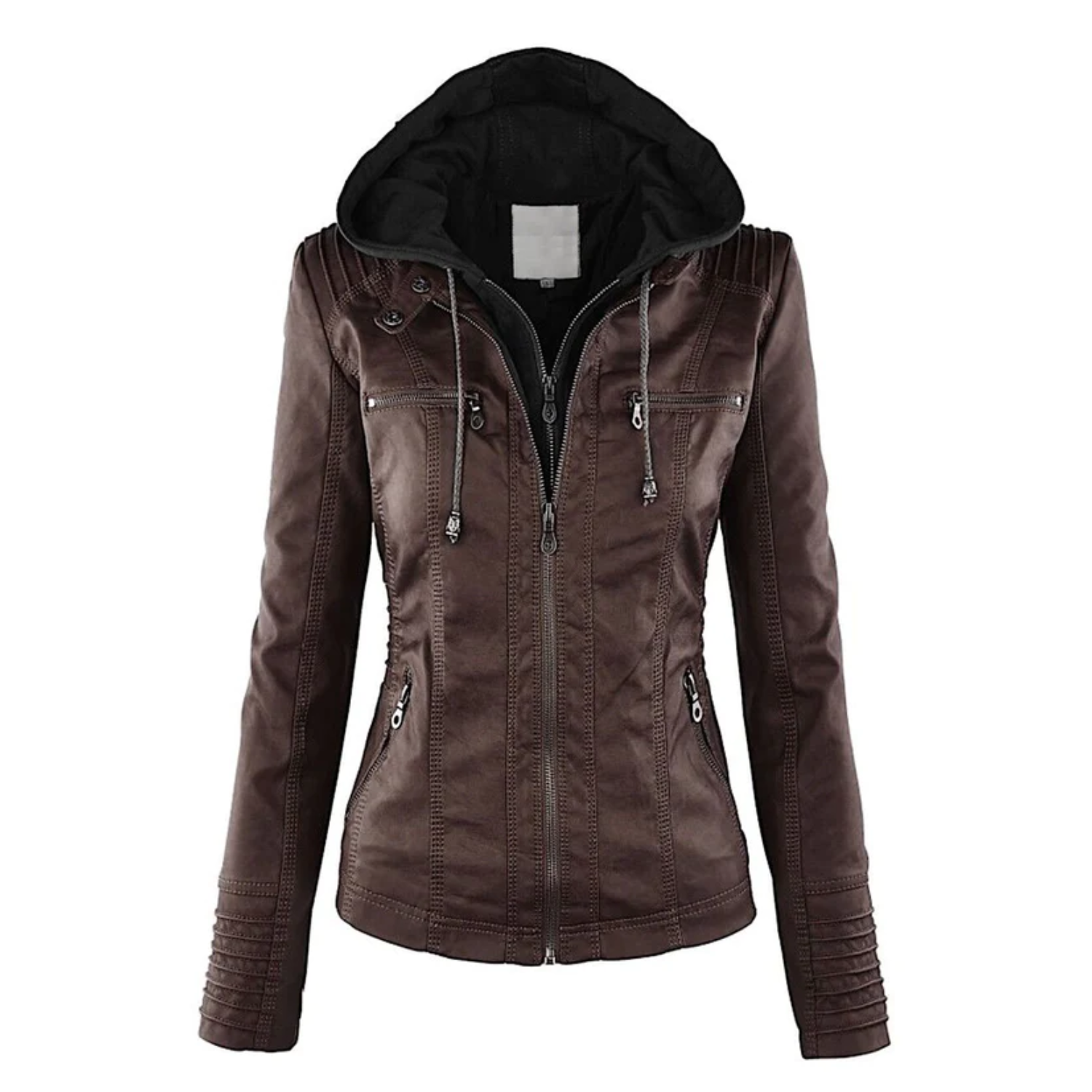 Emma | Lederjacke mit Kapuze