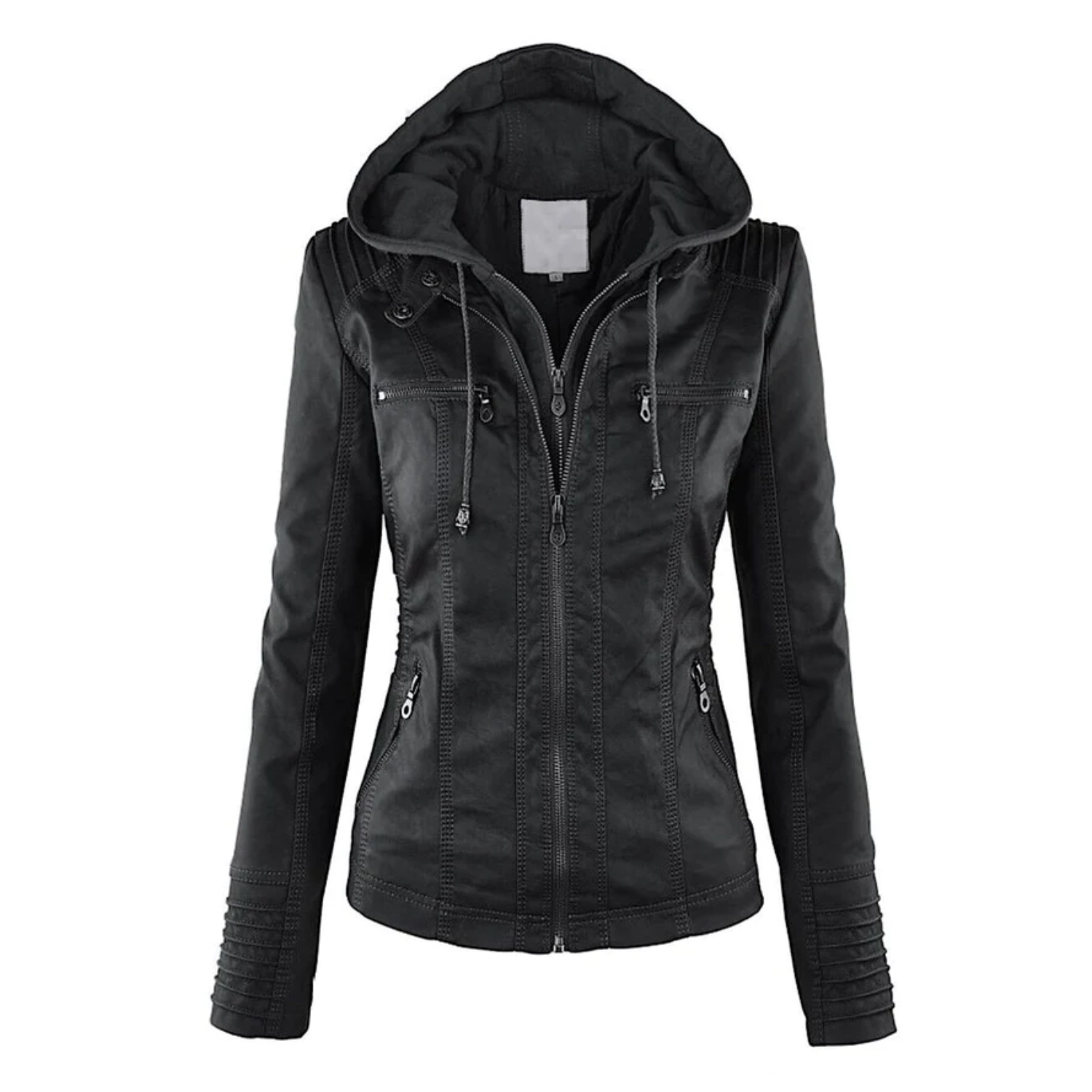 Emma | Lederjacke mit Kapuze