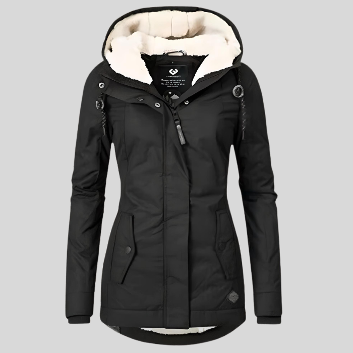 Alienor | Wasserfeste Lange Jacke mit Kapuze und Futter