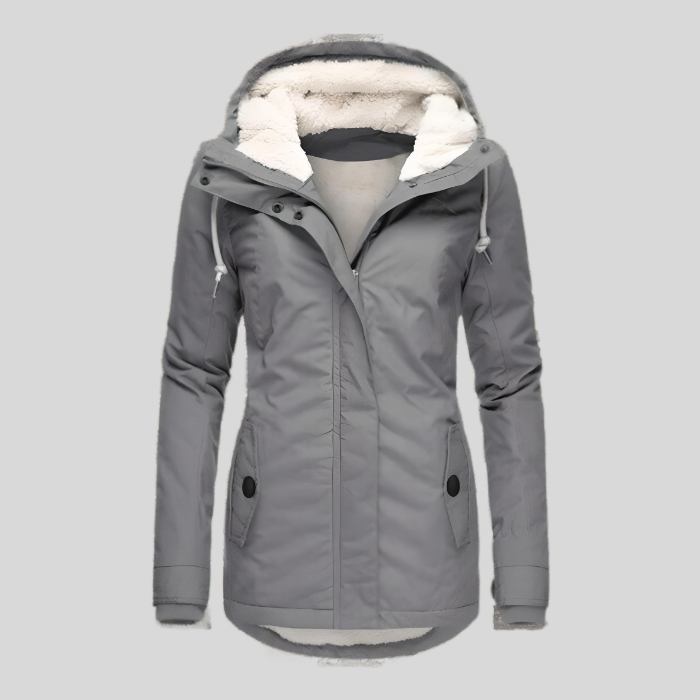 Alienor | Wasserfeste Lange Jacke mit Kapuze und Futter