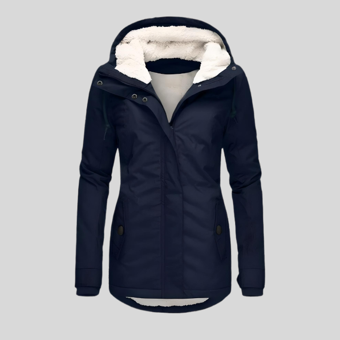 Alienor | Wasserfeste Lange Jacke mit Kapuze und Futter