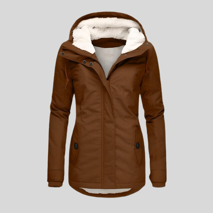 Alienor | Wasserfeste Lange Jacke mit Kapuze und Futter