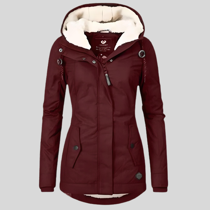 Alienor | Wasserfeste Lange Jacke mit Kapuze und Futter