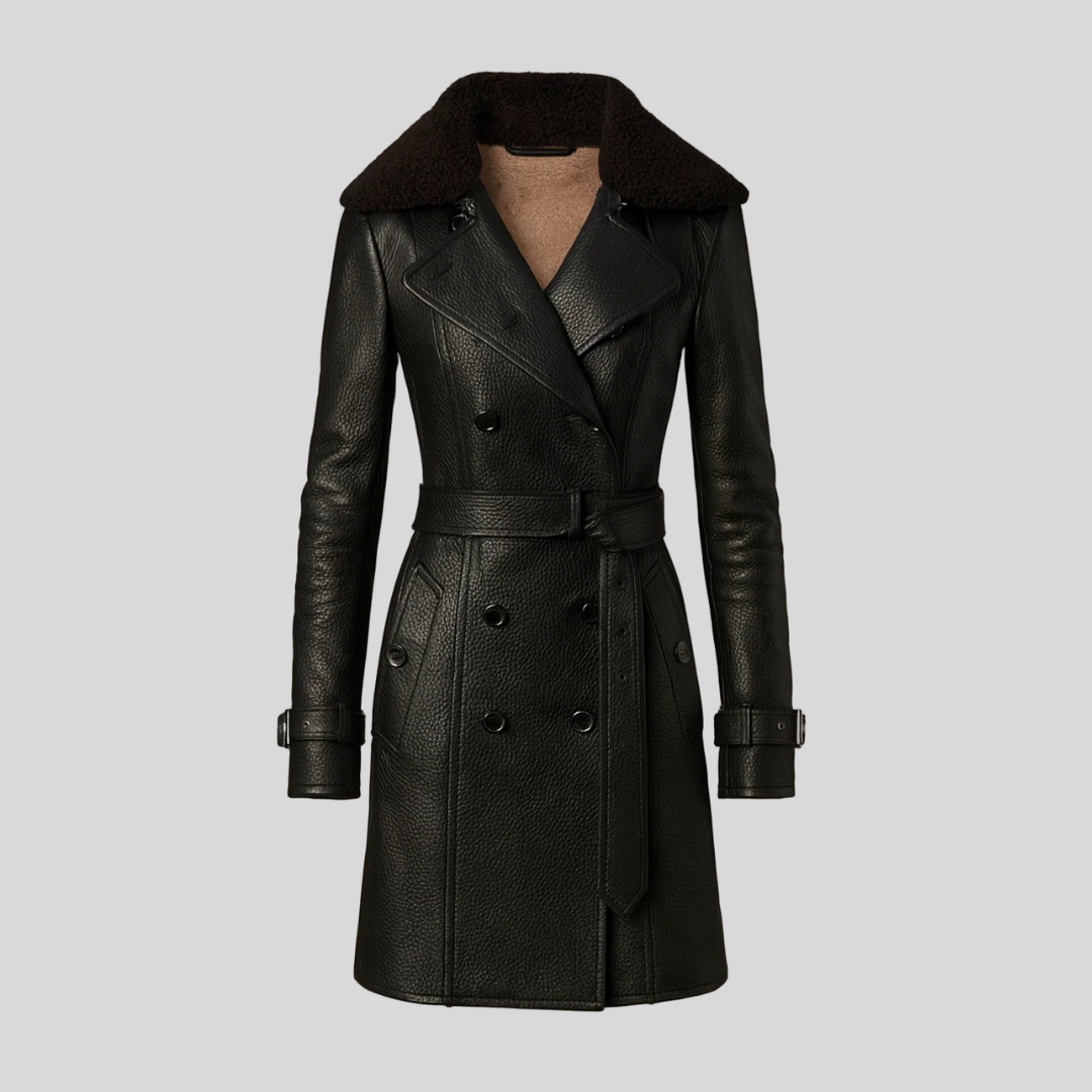 Grace | Moderner Leder-Mantel mit raffinierten Linien und universellem Stil