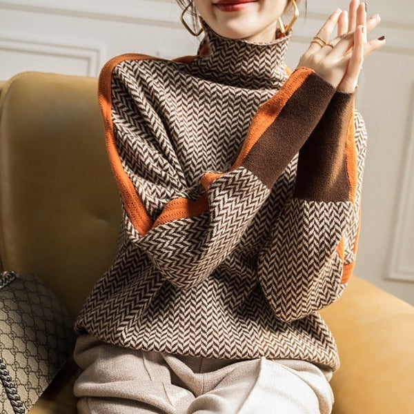 Malou™ | Pullover mit hohem Kragen in auffälligen Streifen