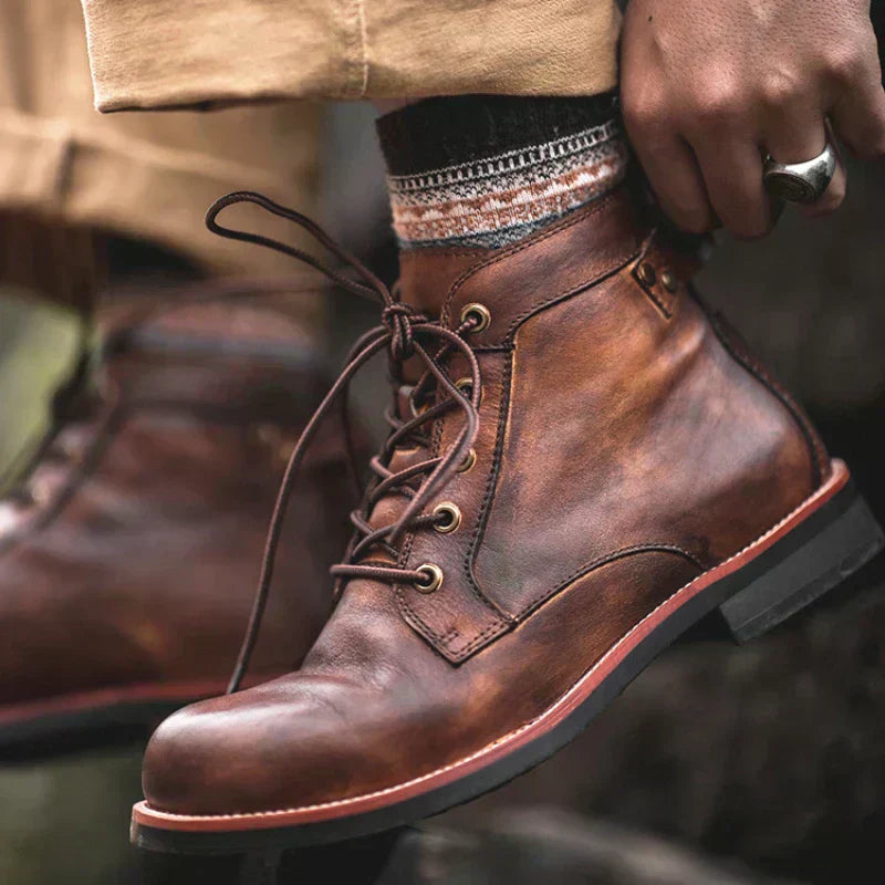 Fanum | Herren Retro Stiefeletten mit Rundem Zeh