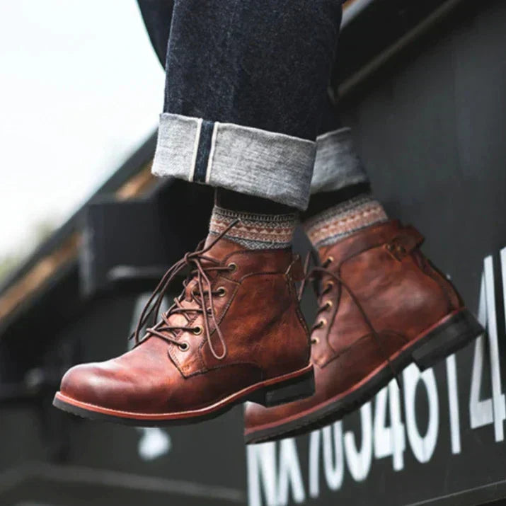 Fanum | Herren Retro Stiefeletten mit Rundem Zeh