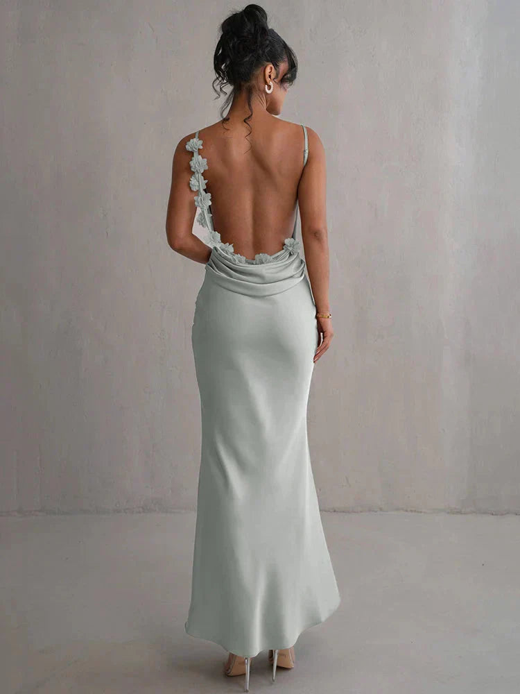 Cassiane - Satin Kleid mit Blumenmuster