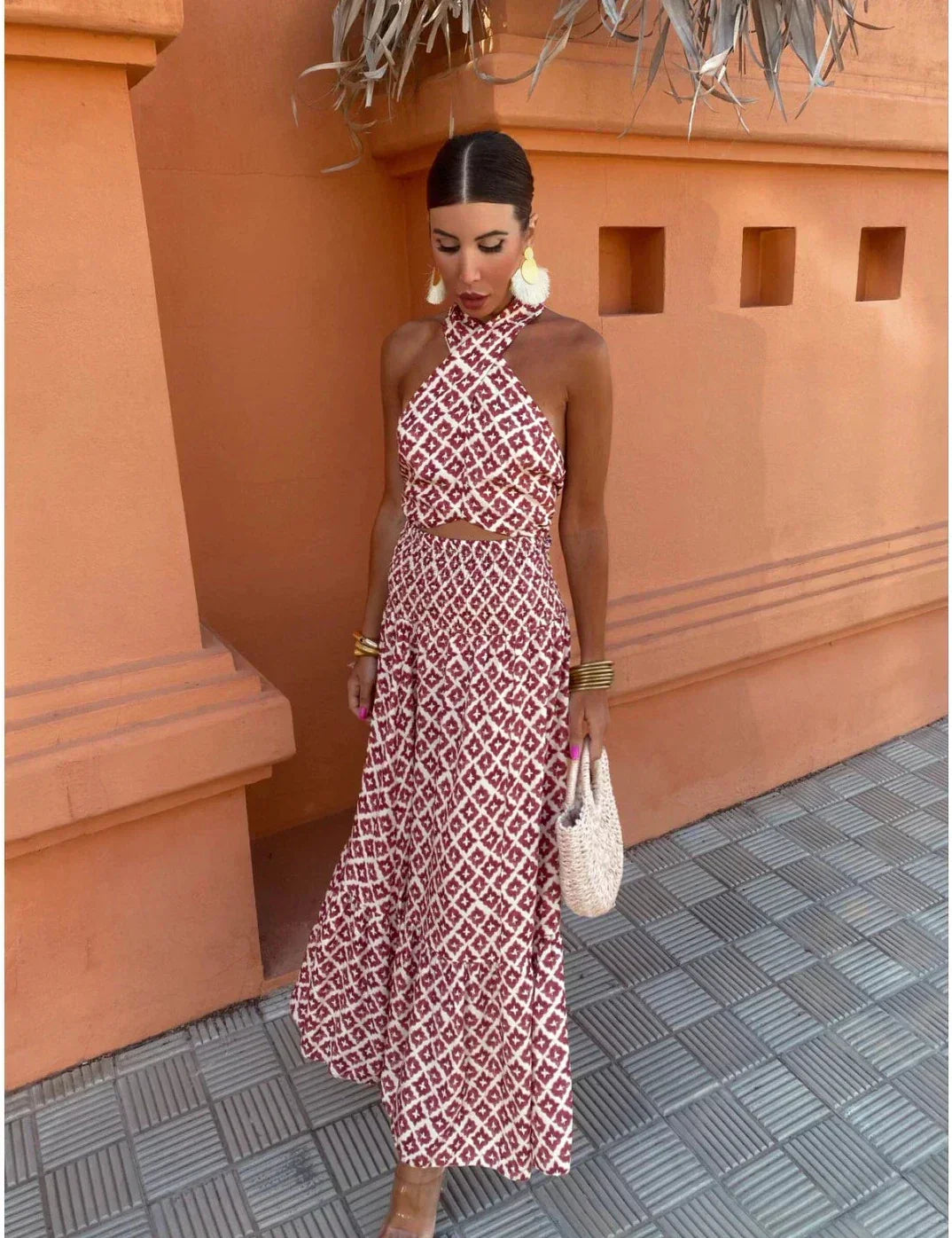 Mickay™ | Elegantes Midi-Kleid mit Drapierung und Off-the-Shoulder-Trägern