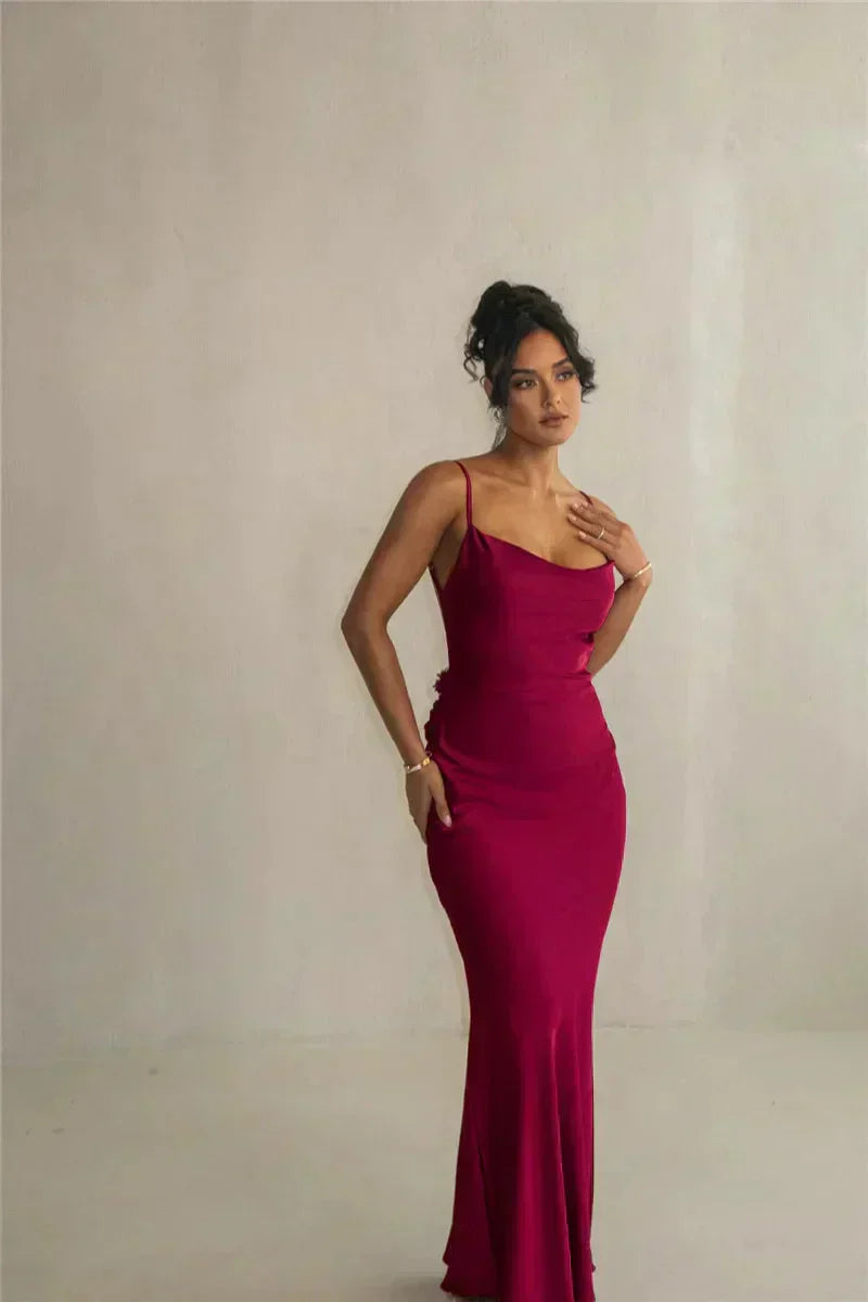Cassiane - Satin Kleid mit Blumenmuster