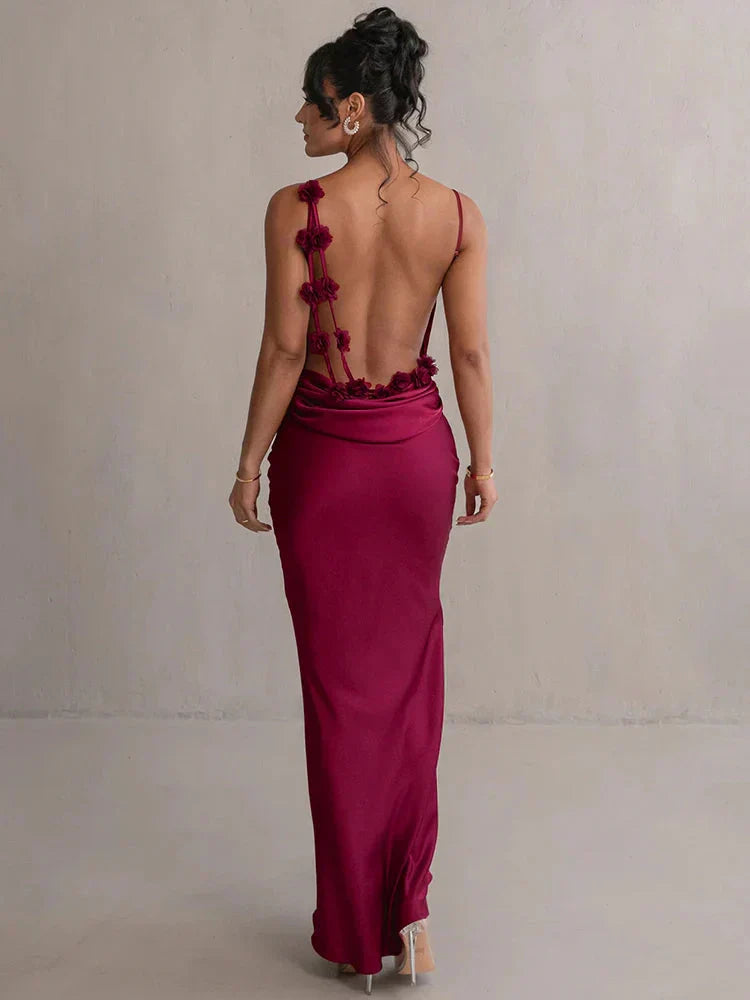 Cassiane - Satin Kleid mit Blumenmuster