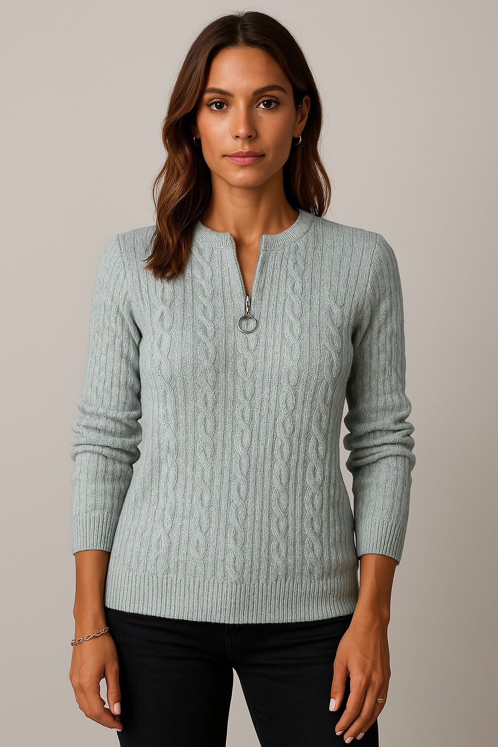 Julia | Eleganter Strickpullover mit Reißverschluss