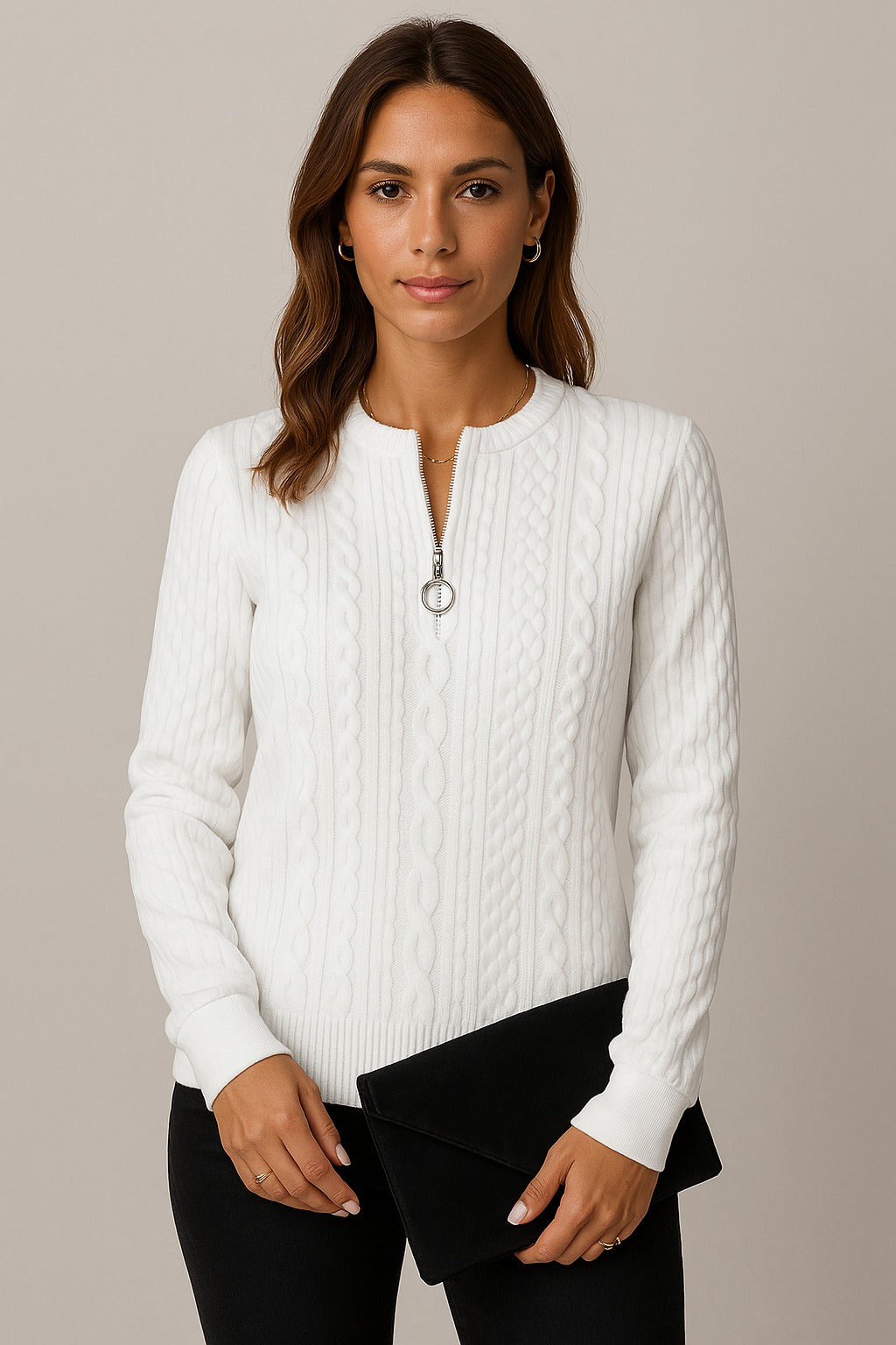 Julia | Eleganter Strickpullover mit Reißverschluss