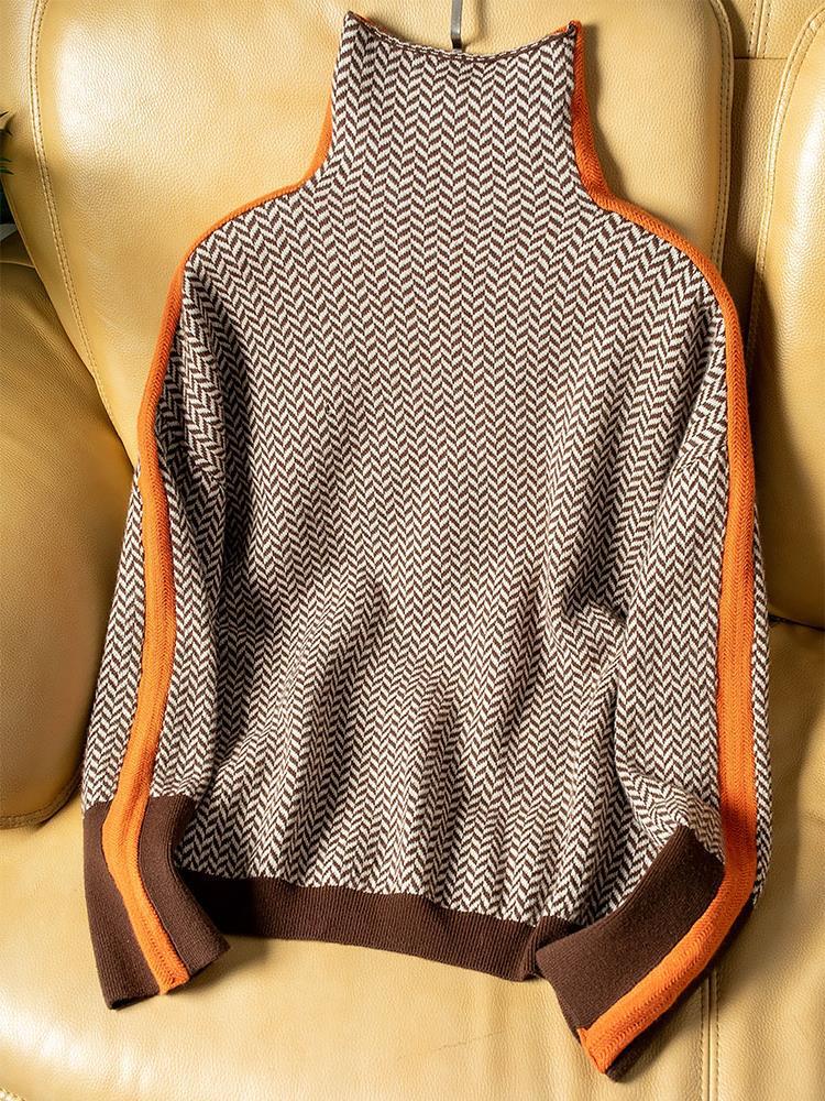 Malou™ | Pullover mit hohem Kragen in auffälligen Streifen