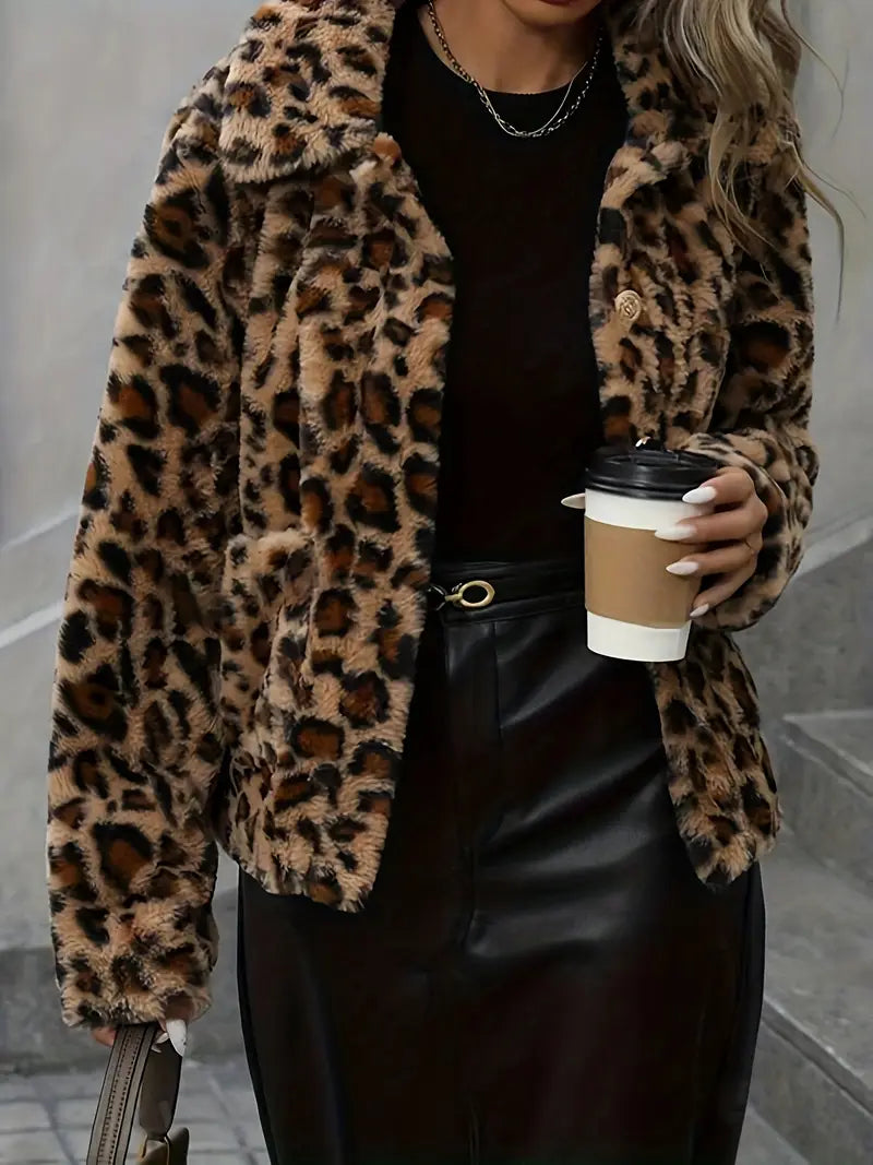 Sandra | Kurzjacke mit Leopardenmuster und Kragen