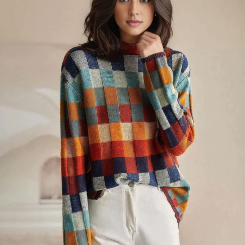 Mabel | Pullover mit Rollkragen im Patchwork-Stil