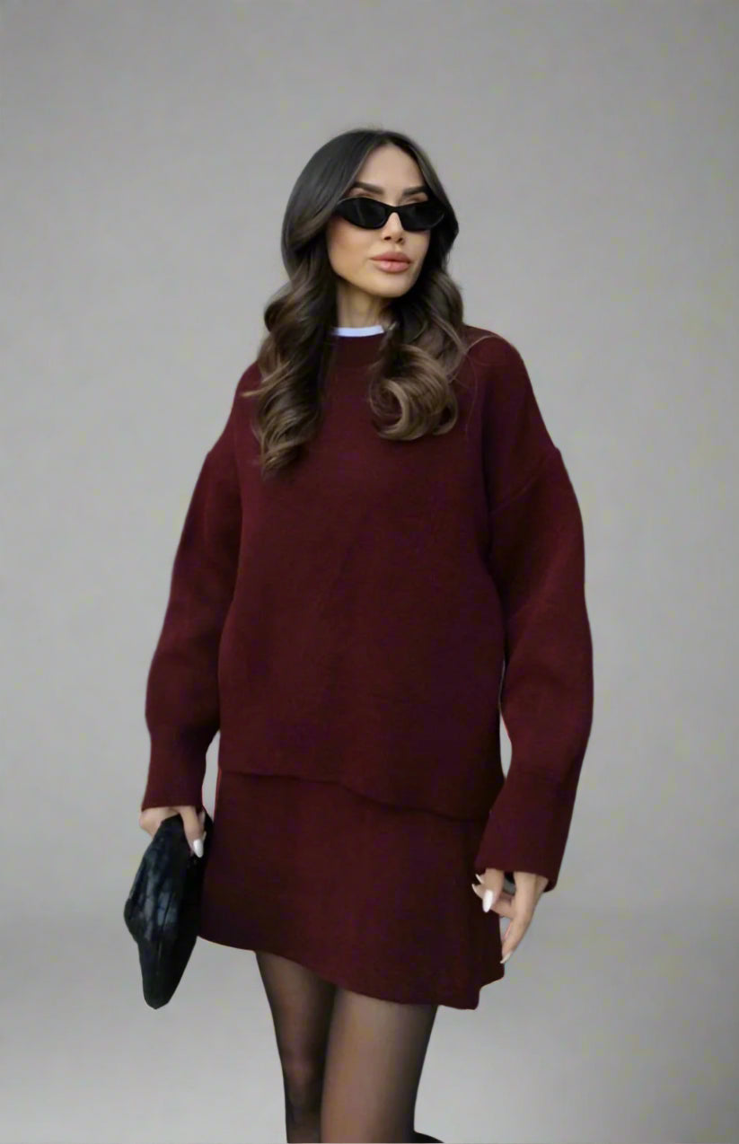 Julavine – Stylisches Oversize-Set aus Pullover und Rock