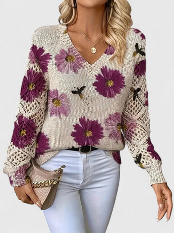Aurélie | Eleganter Pullover mit floralem Muster