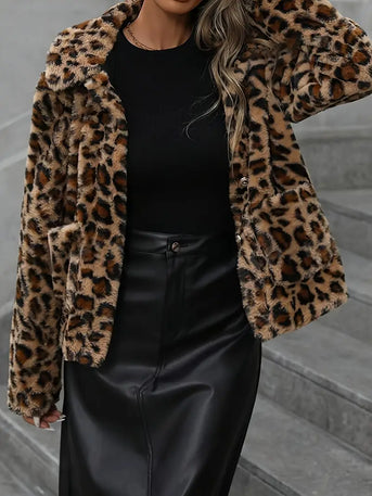 Sandra | Kurzjacke mit Leopardenmuster und Kragen
