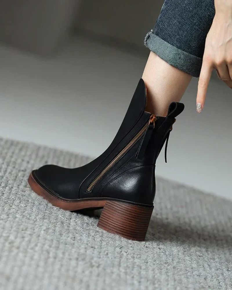 Marie™ | Leder-Stiefeletten mit bequemen Absatz
