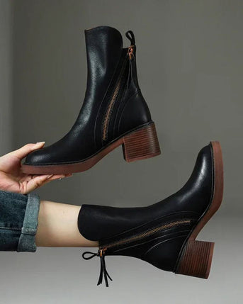 Marie™ | Leder-Stiefeletten mit bequemen Absatz