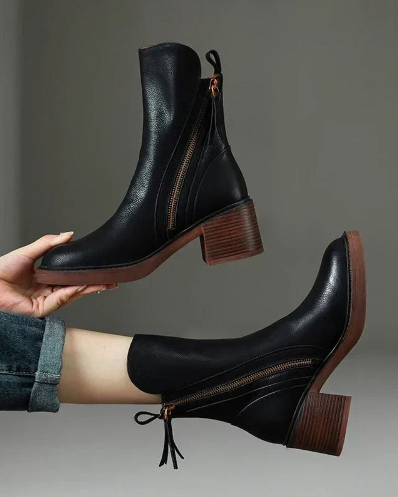 Marie™ | Leder-Stiefeletten mit bequemen Absatz