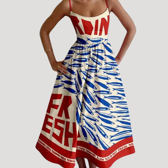 Ilana | Letnia Midi-Kleid – ärmelloses Druckkleid für den Urlaub
