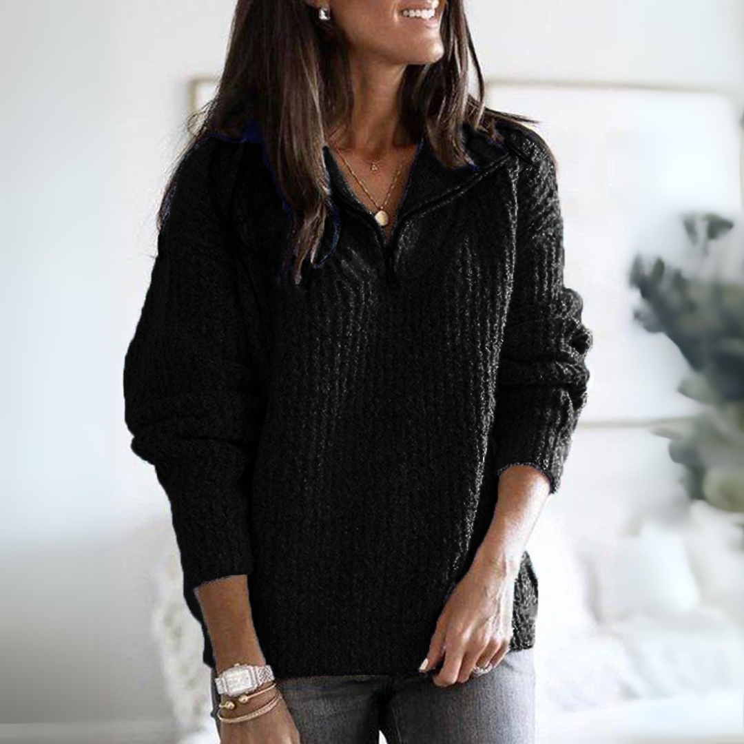 Jade | Eleganter und Vielseitiger Pullover mit Reißverschluss