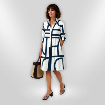 Helena | Midi-Kleid mit geometrischem Muster