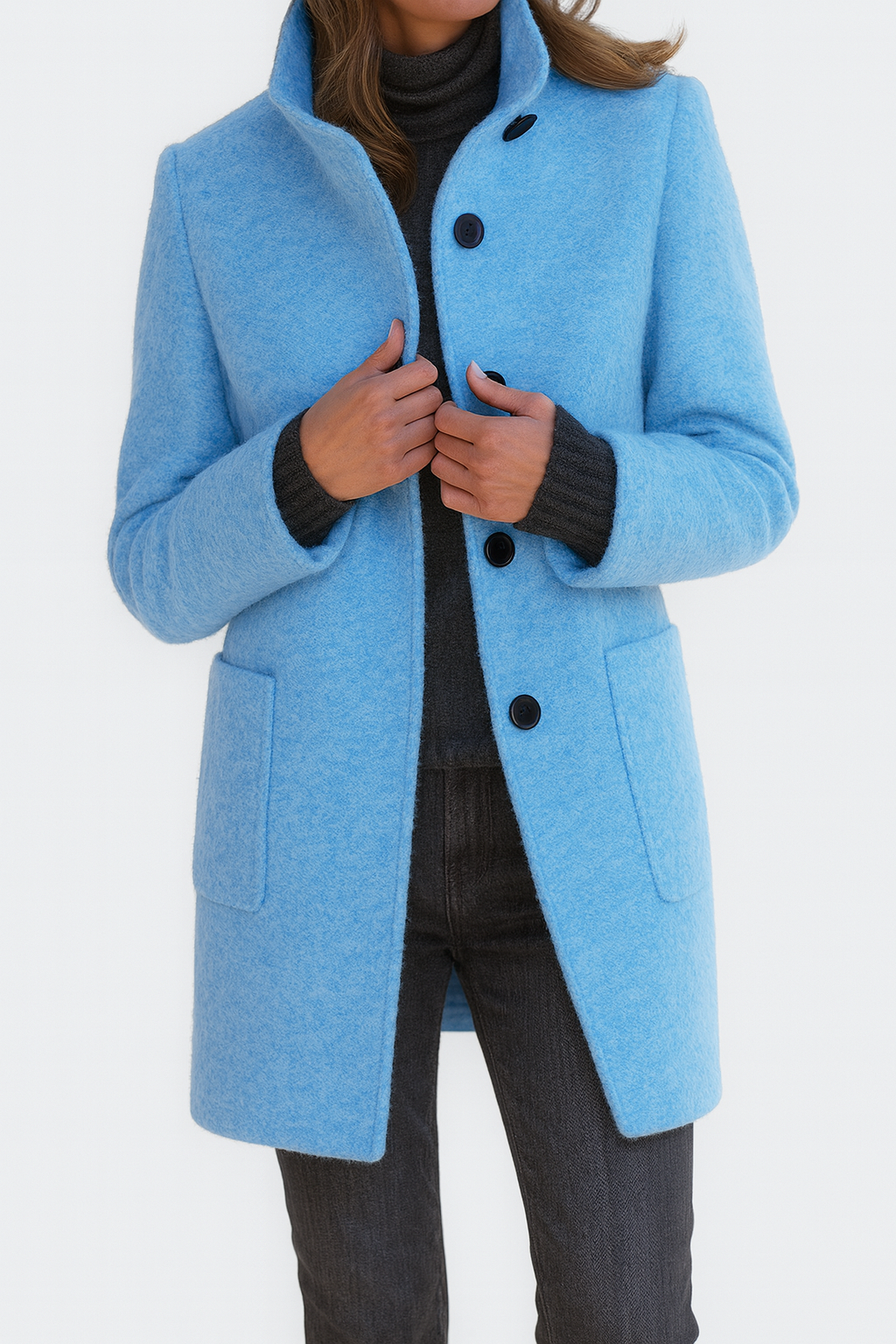 Elvira – Eleganter Mantel mit hohem Kragen