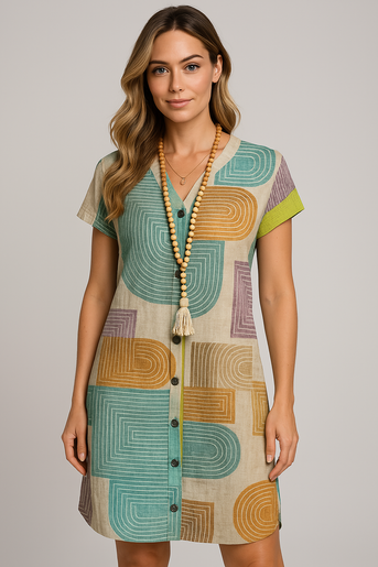 Lucille™ | Elegante Geometrische Kleid