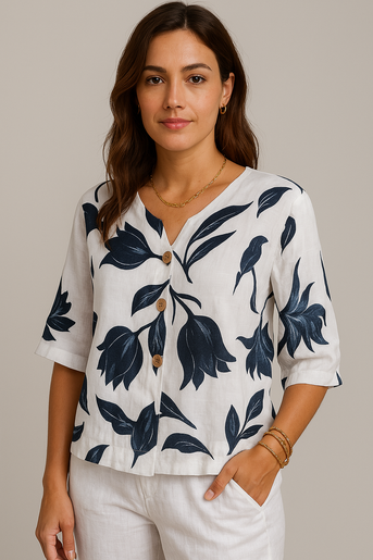 Elisa | Lockere Bluse mit Blumenmuster