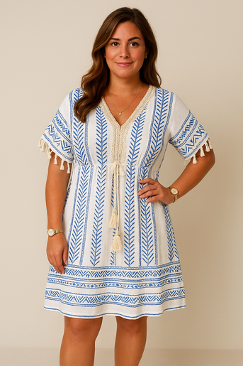 Gail | Vintage Bohemian Kleid mit Ethnischem Muster